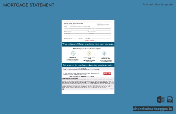 USA BECU Bank Hypothekenabrechnung im Word- und PDF-Format, 3 Seiten, Beispielvorschau